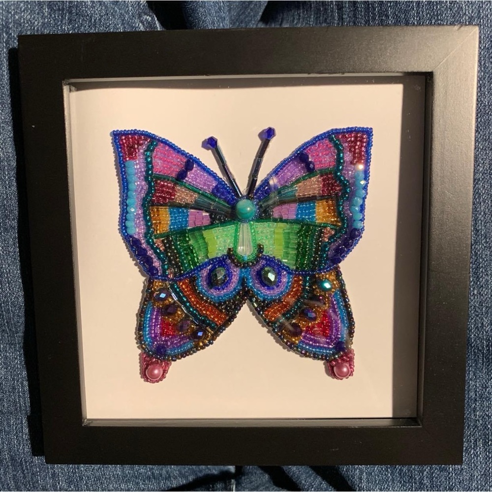 Beaded Butterfly Framed Artwork
